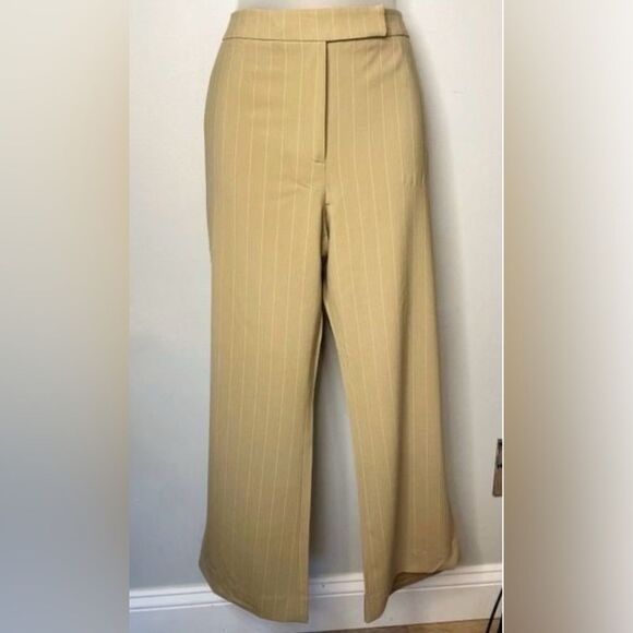 Jones New York Signature Tan and White Pinstripe Wool Pants, Size 8 - Picture 2 of 11